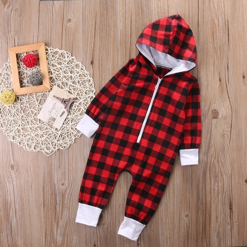 Plaids Newborn Baby Boys Girls Hooded Plaid