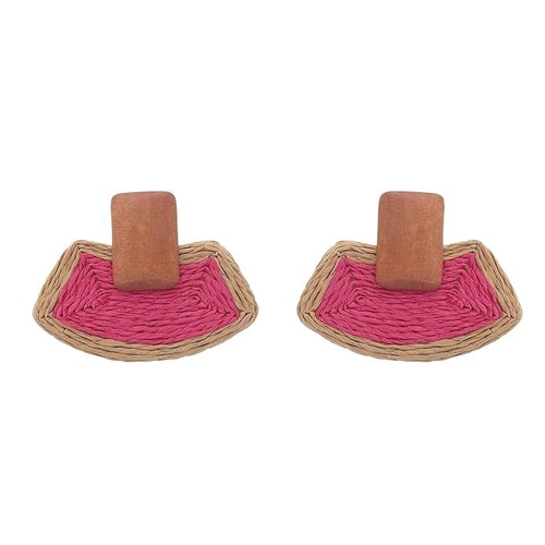 Pink Sunny Boho Earrings Embody the Bohemian Style Jute, Fabric,