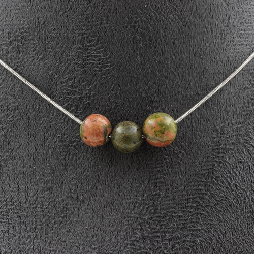 Unakite 8 mm 3 beads necklace