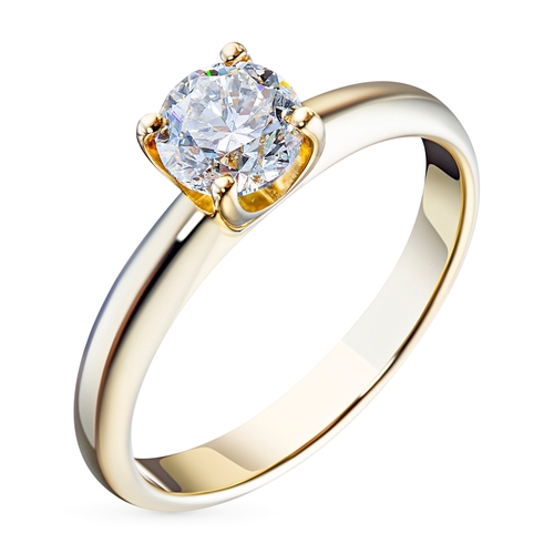 14K Yellow Gold Ring with 1 Round-Cut Lab-Created Diamond 0.36 CT.TW