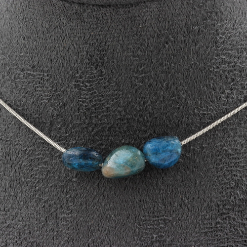 Blue Apatite from Brazil 3 beads necklace.
