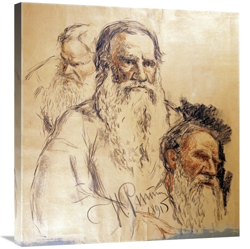 Global Gallery GCS-267153-30-142 30 in. Three Studies Leo Tolstoy Art 