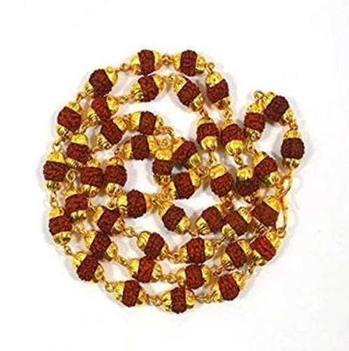 Bloodstone Cap Mala With Original 5mm 5 Face Rudraksha Self Certified