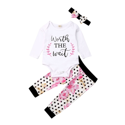 Casual Infant Baby Girl 3Pcs Clothes Sets Letter