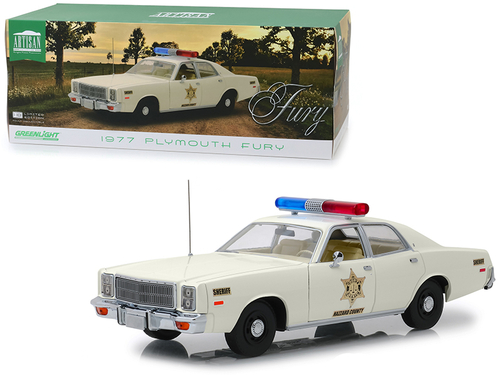 1977 Plymouth Fury \Hazzard County Sheriff\" Cream 1/18 Diecast Model