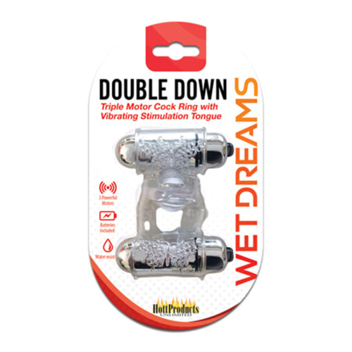 Wet Dreams Double Down Dual Motor Cock Ring With Power Bullet  And