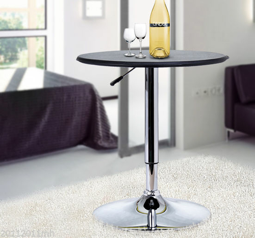 HOMCOM Modern Pub Style Adjustable Vinyl Covered Bar Table w/ 360