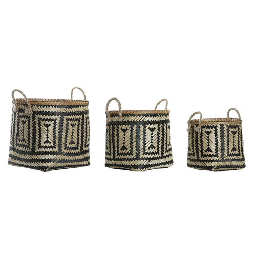 Basket set DKD Home Decor Polyester Colonial Bamboo (37 x 34 x 28,5