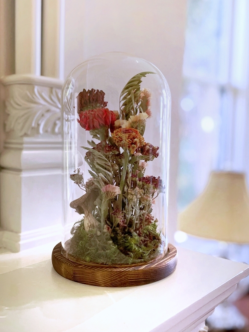 The Dried Zee Zinnia and Mushroom Terrarium