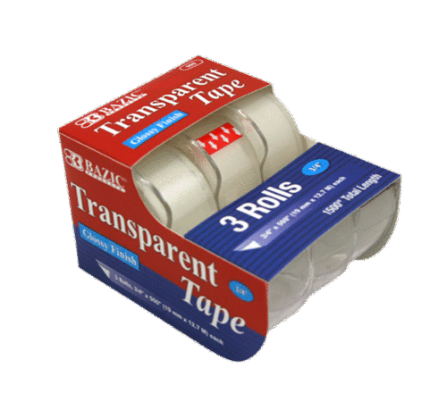 DDI 311819 BAZIC 3/4" X 500" Transparent Tape (3/Pack) Case 