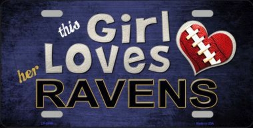 Smart Blonde LP-8040 This Girl Loves Her Ravens Novelty Metal License 