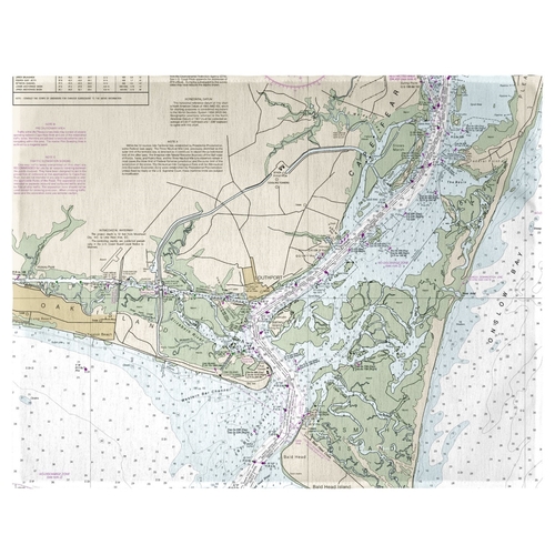 Betsy Drake PM11537 Cape Fear, NC Nautical Map Place Mat - Set of 