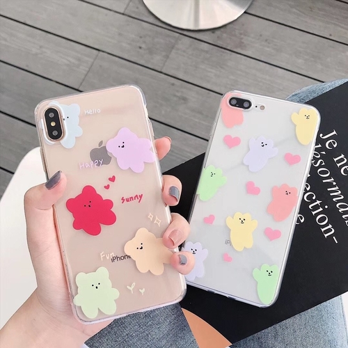 Cute Colorful Candy Bear Transparent Phone Case