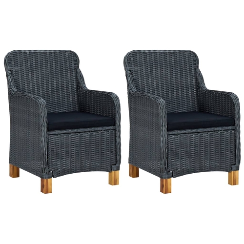 Garden Chairs with Cushions 2 pcs Poly Rattan Dark Gray