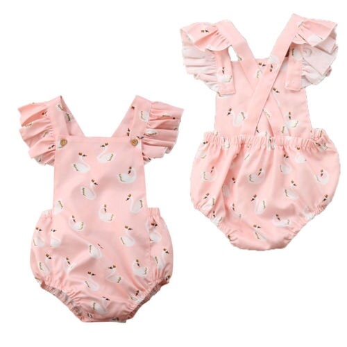 Newborn Kids Baby Girls Backless Bodysuit Jumpsuit