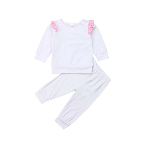 0 24M Baby Girl Solid Cotton Outfits Newborn
