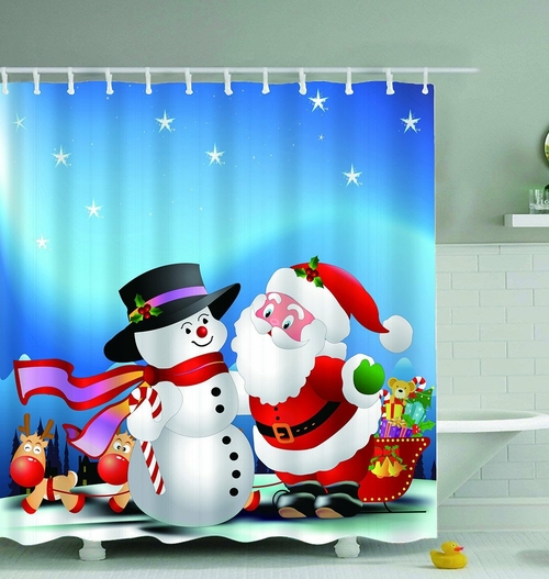 Christmas Digital Cartoons Shower Curtain