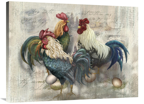 Global Gallery GCS-121127-3040-142 30 x 40 in. Rooster Trio Art Print 