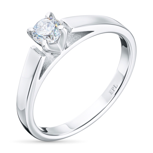 Sterling Silver Ring with 1 Round-Cut Lab-Created Diamond 0.281 CT.TW