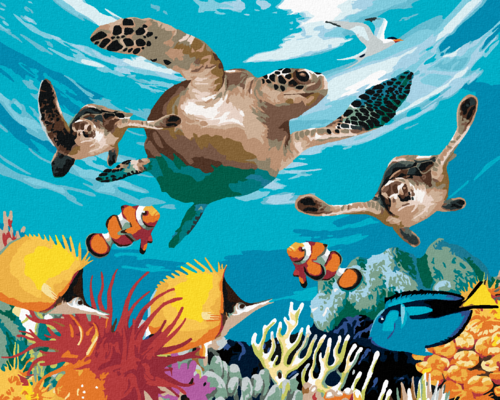 Paint by Numbers - TURTLES AND A COLOURFUL OCEAN (HOWARD ROBINSON)