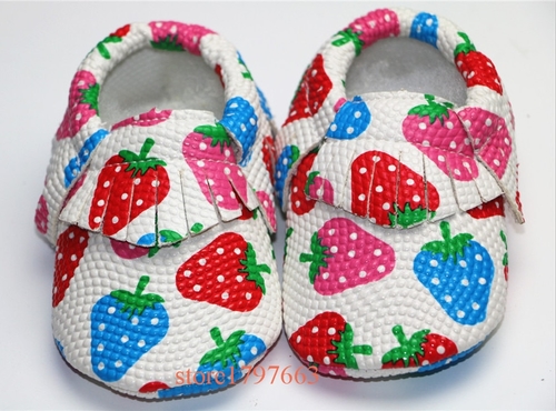 Rainbow Strawberry Shoe PU Leather Baby Moccasins