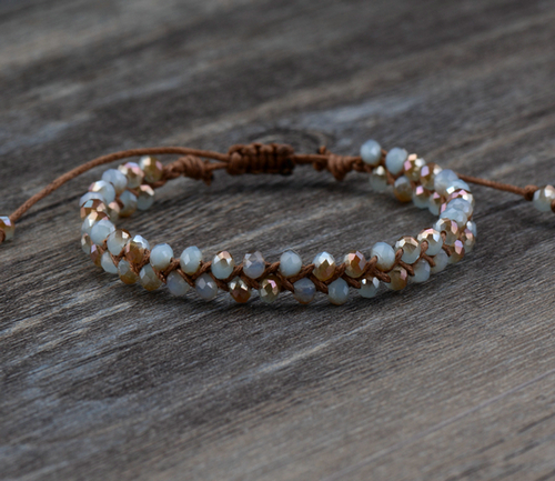 New Bling Half Plating Crystal Wax Cord Braided