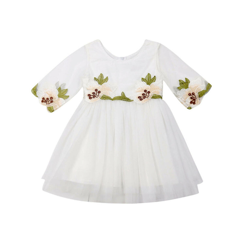 Autumn Lace Cotton Long Sleeve Girls Dress Cute