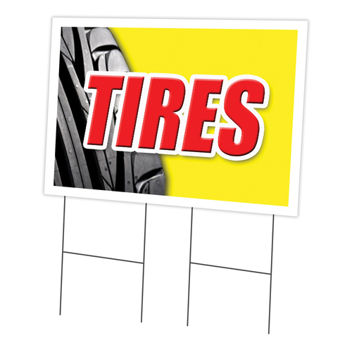 SignMission C-2436-DS-Tires 24 x 36 in. Tires Yard Sign & Stake