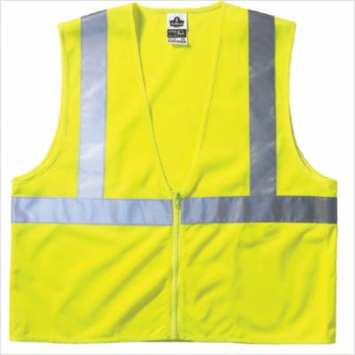 Ergodyne 150-21059 Economy Vest Class Ii Mesh Zipper Lime 4Xl-5Xl