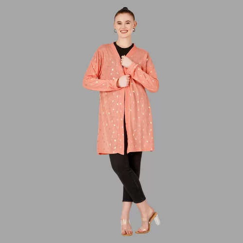 Stylish peach shrug for women (Size-L) (Color-PEACH)