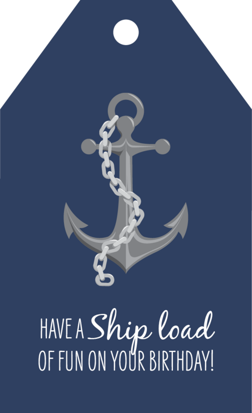 Birthday Gift Tag - Anchor and Chain Nautical