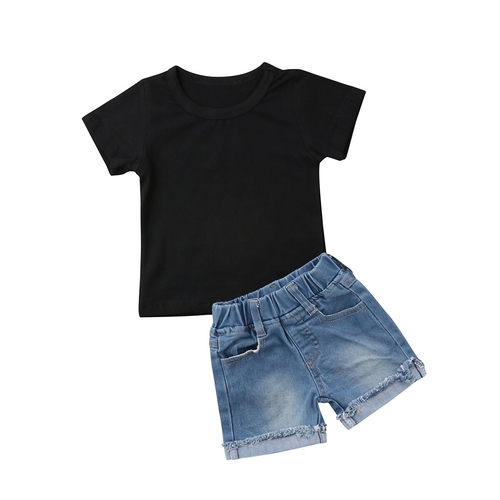 Boy Cool Black Solid Summer 2Pcs Toddler Kid