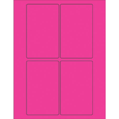 Box Partners LL175PK 3 x 5 in. Fluorescent Pink Rectangle Laser Labels