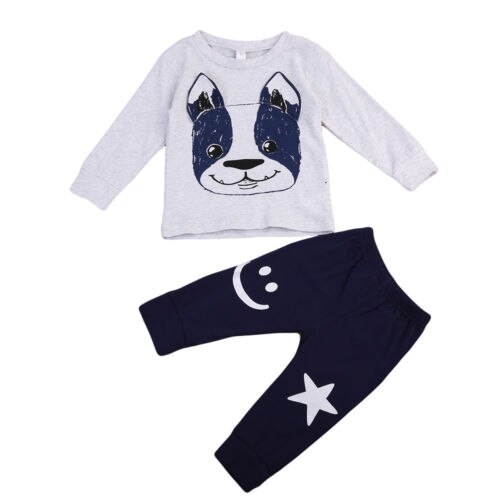 Newborn Infant Baby Boys Long Sleeve Dog Pattern T