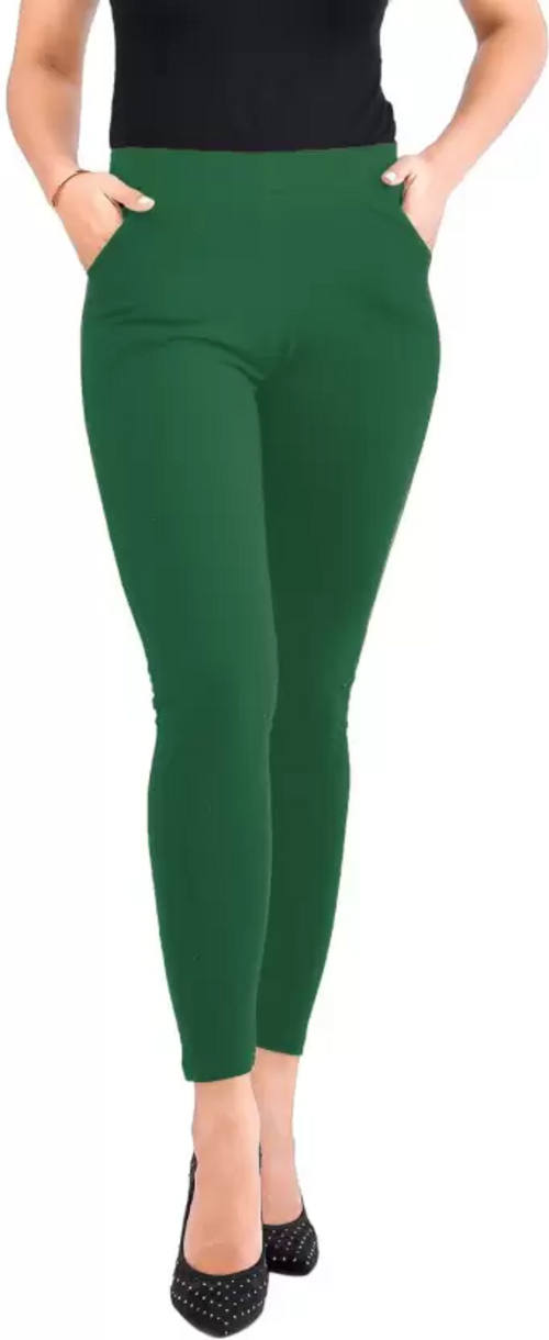 Ankle Length Ethnic Wear Legging  (Dark Green, Solid)