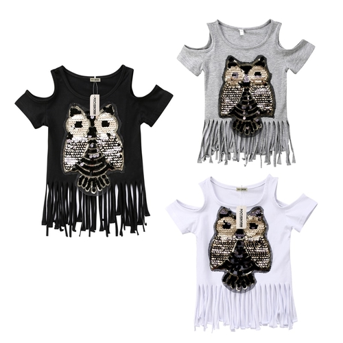 Casual Sequins Owl Printed Fashion Casual T Shirts