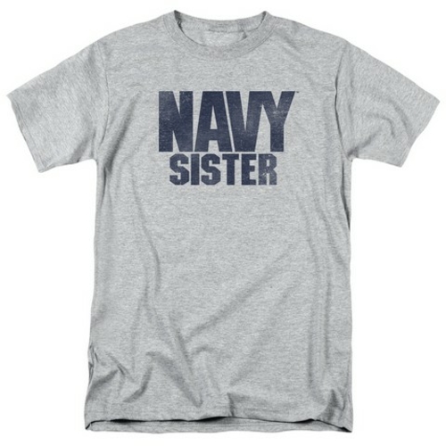 Trevco Navy-Sister Short Sleeve Adult 18-1 Tee, Athletic Heather -