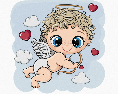 Paint by Numbers - CUTE ANGEL WITH HEARTS