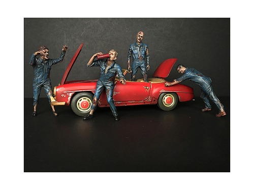 Zombie Mechanics 4 Piece Figurine Set \Got Zombies??\" for 1/18 Scale