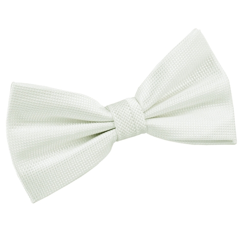 Solid Check Pre-Tied Bow Tie - White