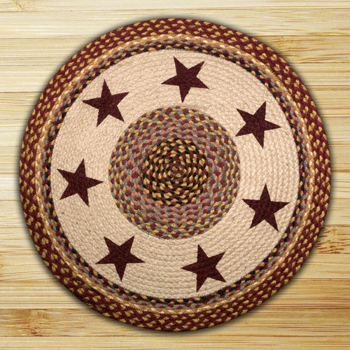 Earth Rugs 66-357BS Burgundy Stars Round Patch