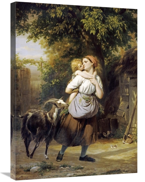 Global Gallery GCS-268698-30-142 30 in. A Mother & Child with a Goat o