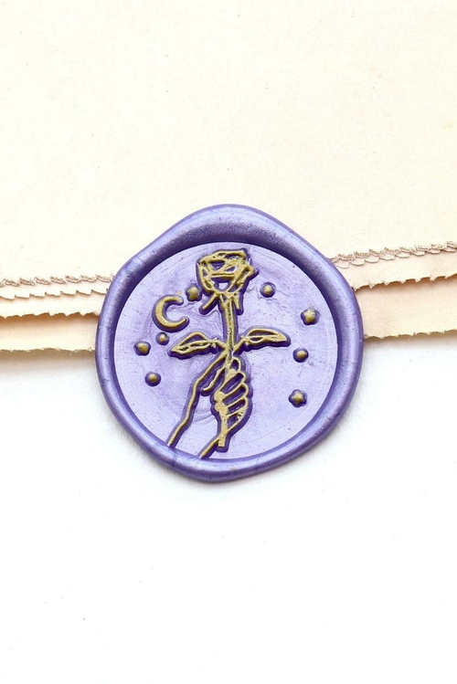 Rose in hand at Night wax Seal Stamp / wax seal stamp kit