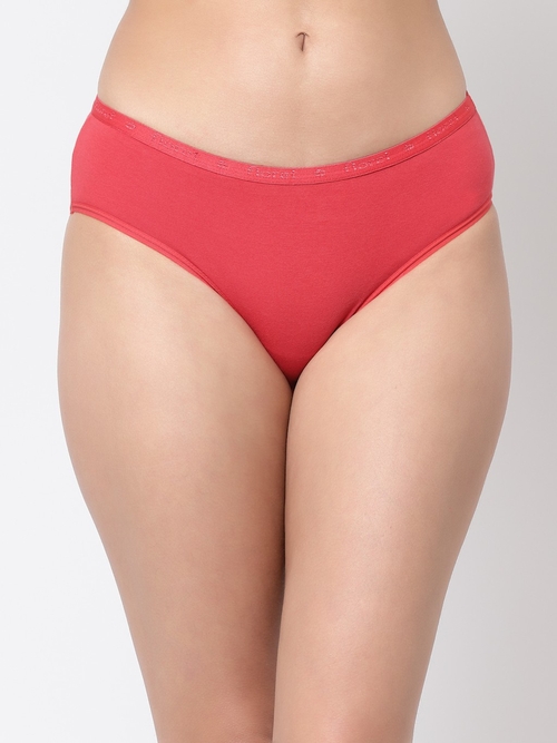 Floret Cotton Solid Mid-Rise Hipster Panty, Peach