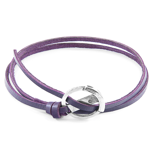 Grape Purple Ketch Silver & Leather Bracelet