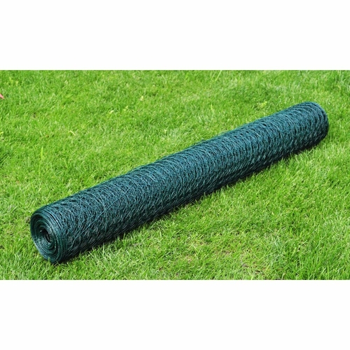 Chicken Wire Fence Galvanised with PVC Coating 82'x1.6' Green