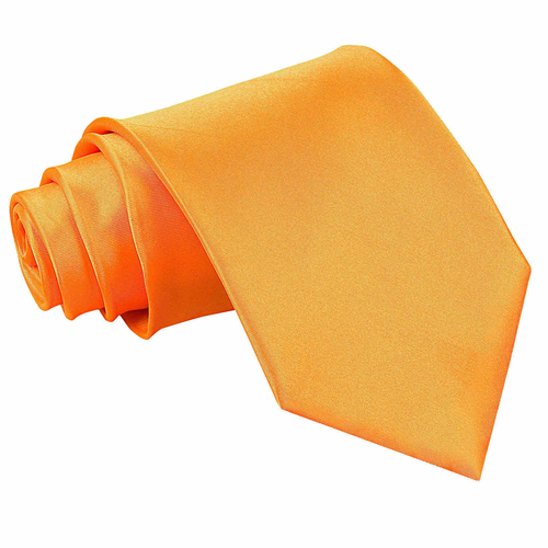 Plain Satin Extra Long Tie - Fluorescent Orange