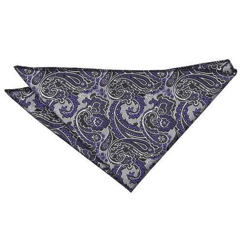Royal Paisley Handkerchief - Silver & Purple