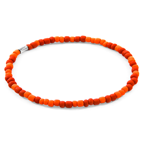 Red - Orange Jack Silver and Glass SKINNY Bracelet