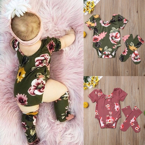 Cute Baby Girls Floral Summer Cotton Outfits Short